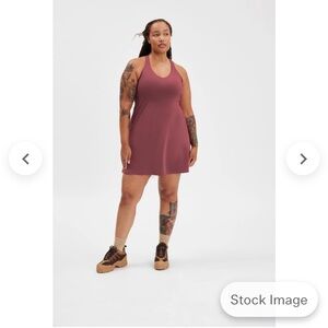 Girlfriend Collective Lola V-Neck Dress in Fig